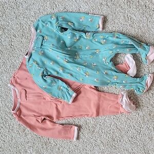2 pack zip up footie PJs